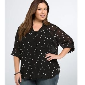 Torrid Size 0 Air Balloon Print Chiffon Blouse